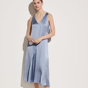 Vince Satin Asymmetric Seam V-Neck Dress (New With Tags)